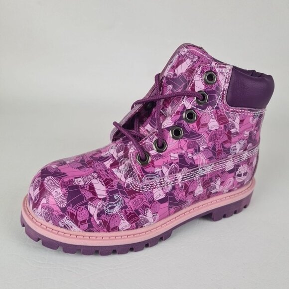 Timberland 6 IN Classic Little Girls Boots Pink Outdoors Leather SZ 11 - Picture 1 of 11